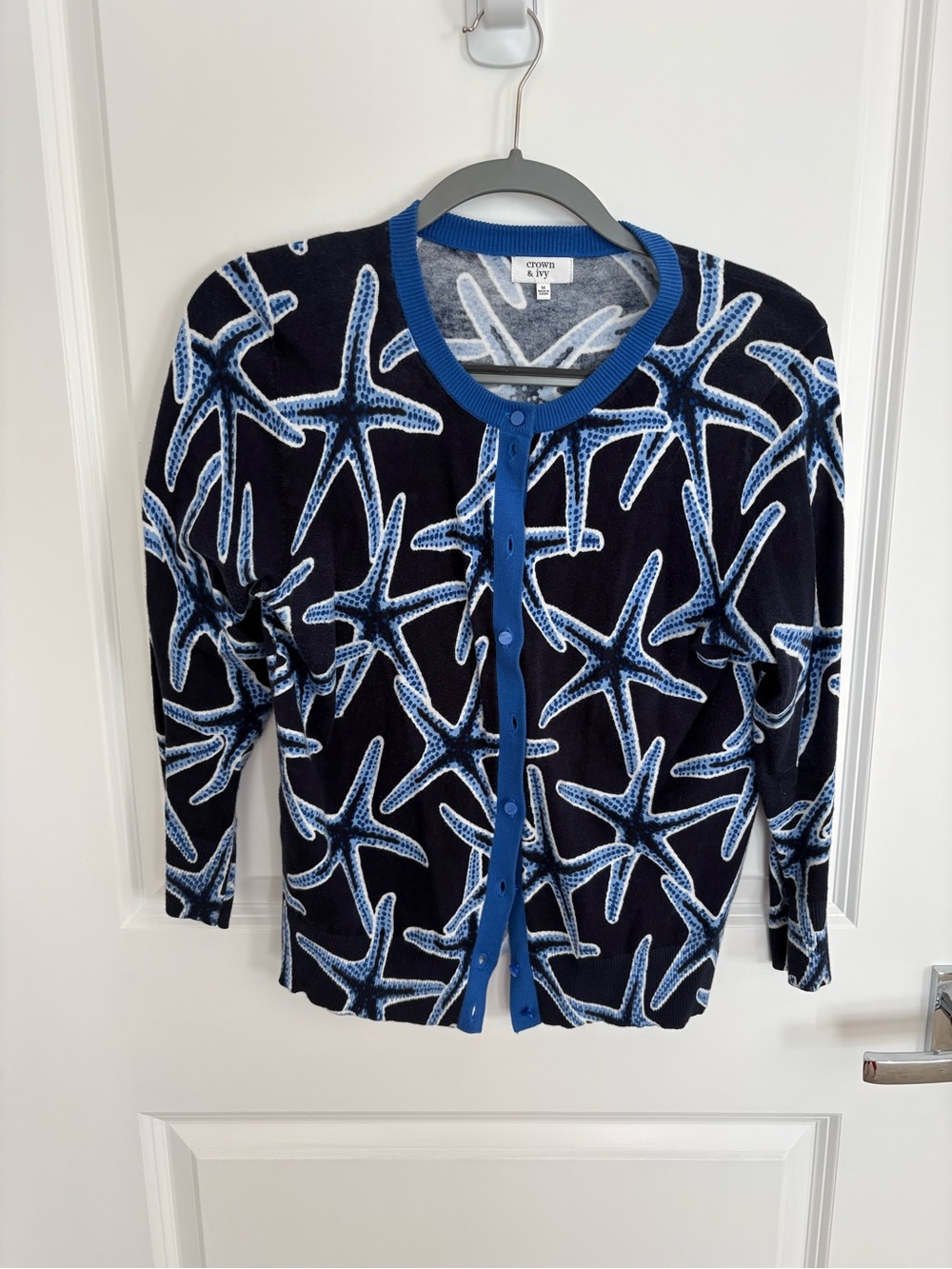 crown & ivy Navy Blue Starfish Button-Front Cardigan
